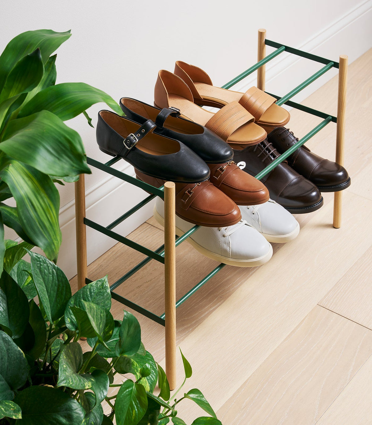 Expandable Shoe Rack (18" H)  - Steel + Wood