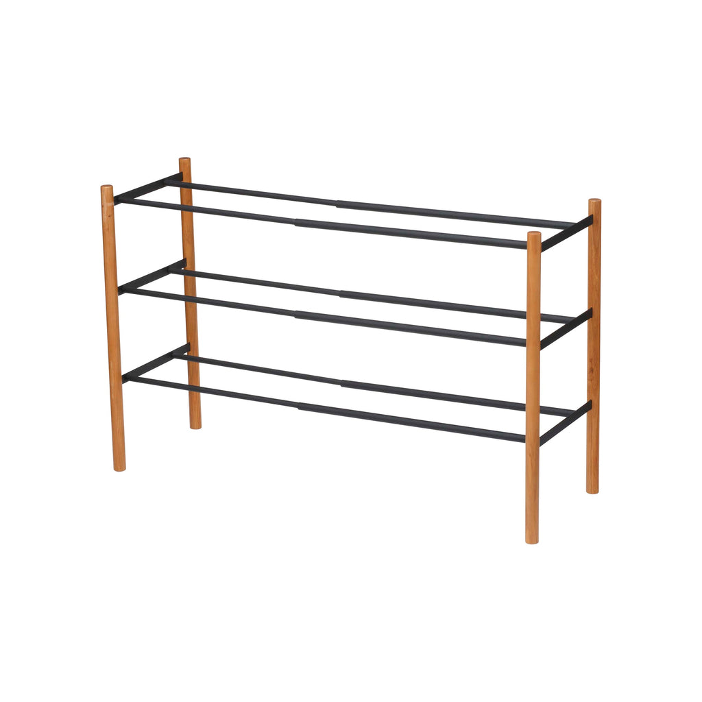 Expandable Shoe Rack (18" H)  - Steel + Wood